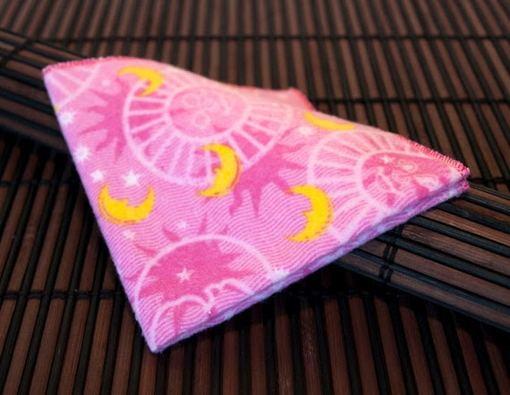 Medium Flankie - Pink with Moon & Stars Flannel Handkerchiefs - Set of 4