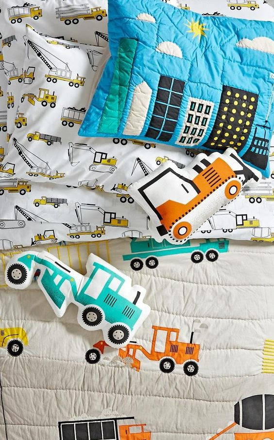 tractor print bedding