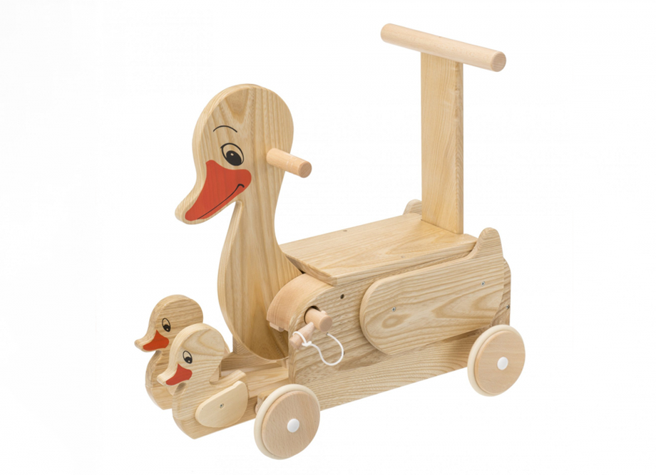 送料無料 木の手押し車 アヒルの親子 出産祝いに日本製の木のおもちゃ 日本製高級ギフトショップ 堪能や
