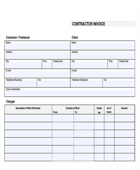  free 19 contractor invoices in pdf ms word excel