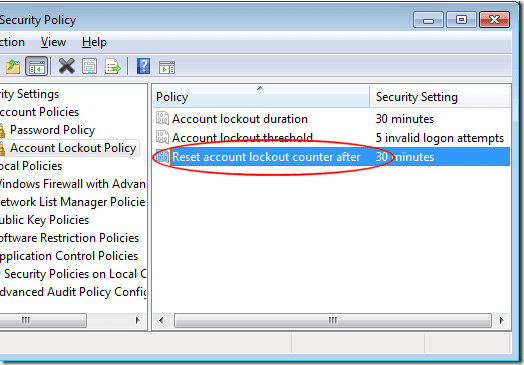 Reset Account Lockout Counter After Policy