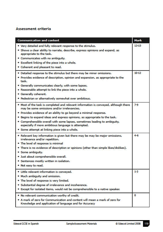 criteria handwriting assessment Spanish Criteria Assessment Writing Learn GCSE Edexcel criteria handwriting assessment Spanish Criteria Assessment Writing Learn GCSE Edexcel