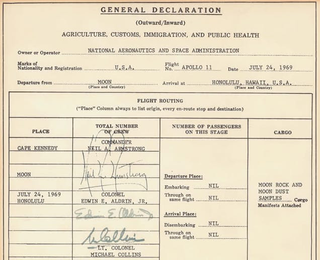 No, Apollo 11 astronauts didn't go through customs after splashdown