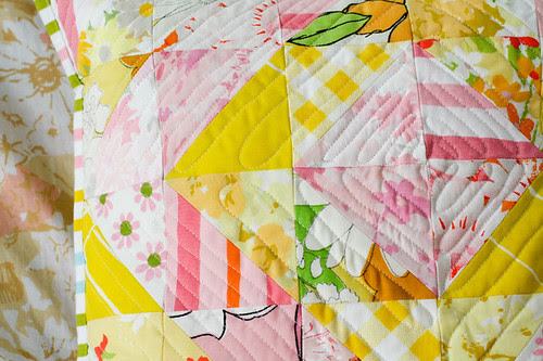 Vintage Sheet Half-Square Triangle Pillow Tutorial - In Color Order