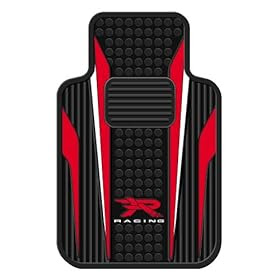 Red And White R Racing Universal-Fit Molded Front Floor Mats - Set of 2