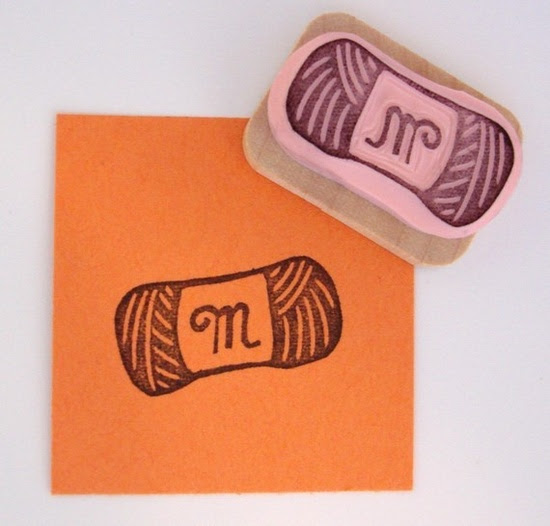 Yarn Skein with Monogram Hand Carved Rubber Stamp by cupcaketree, $6.00