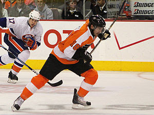 Philadelphia Flyers captain Mike Richards duri...