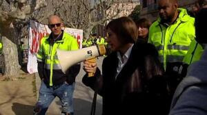 Forcadell a los estibadores: "Entiendo vuestras reivindicaciones y espero que os vaya muy bien"