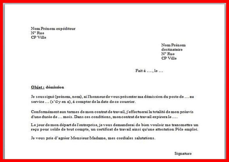 exemple de lettre de demission pour suivi de conjoint ...