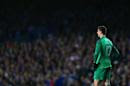 Atletico Madrid's goalkeeper Courtois reacts after the goal of Chelsea's Torres during their Champions League semi-final second leg soccer match at Stamford Bridge stadium in London