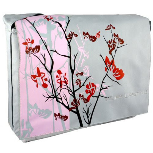 Cheap Pink Sparse Floral 15.4 inch Laptop Padded Compartment Shoulder Messenger Bag for K-Cliffs Lifestyle