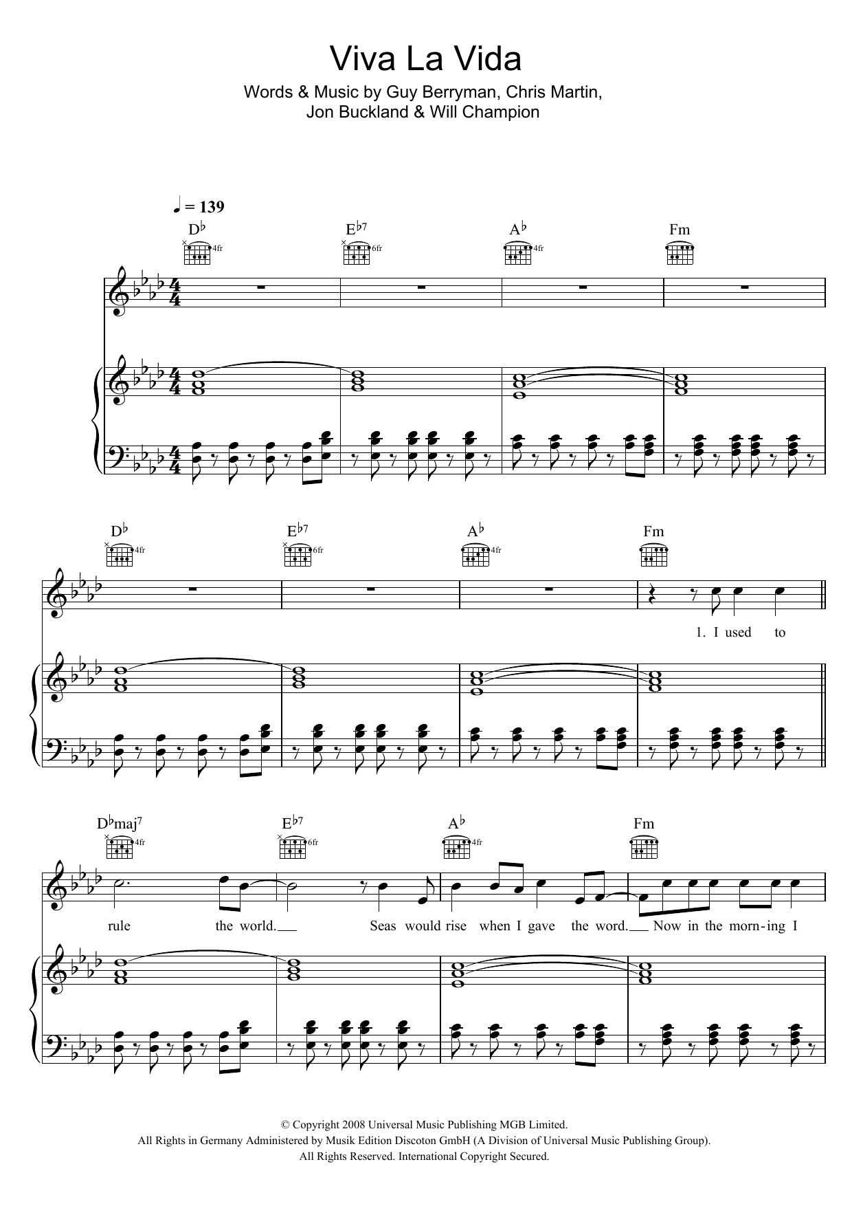 Viva La Vida | Sheet Music Direct
