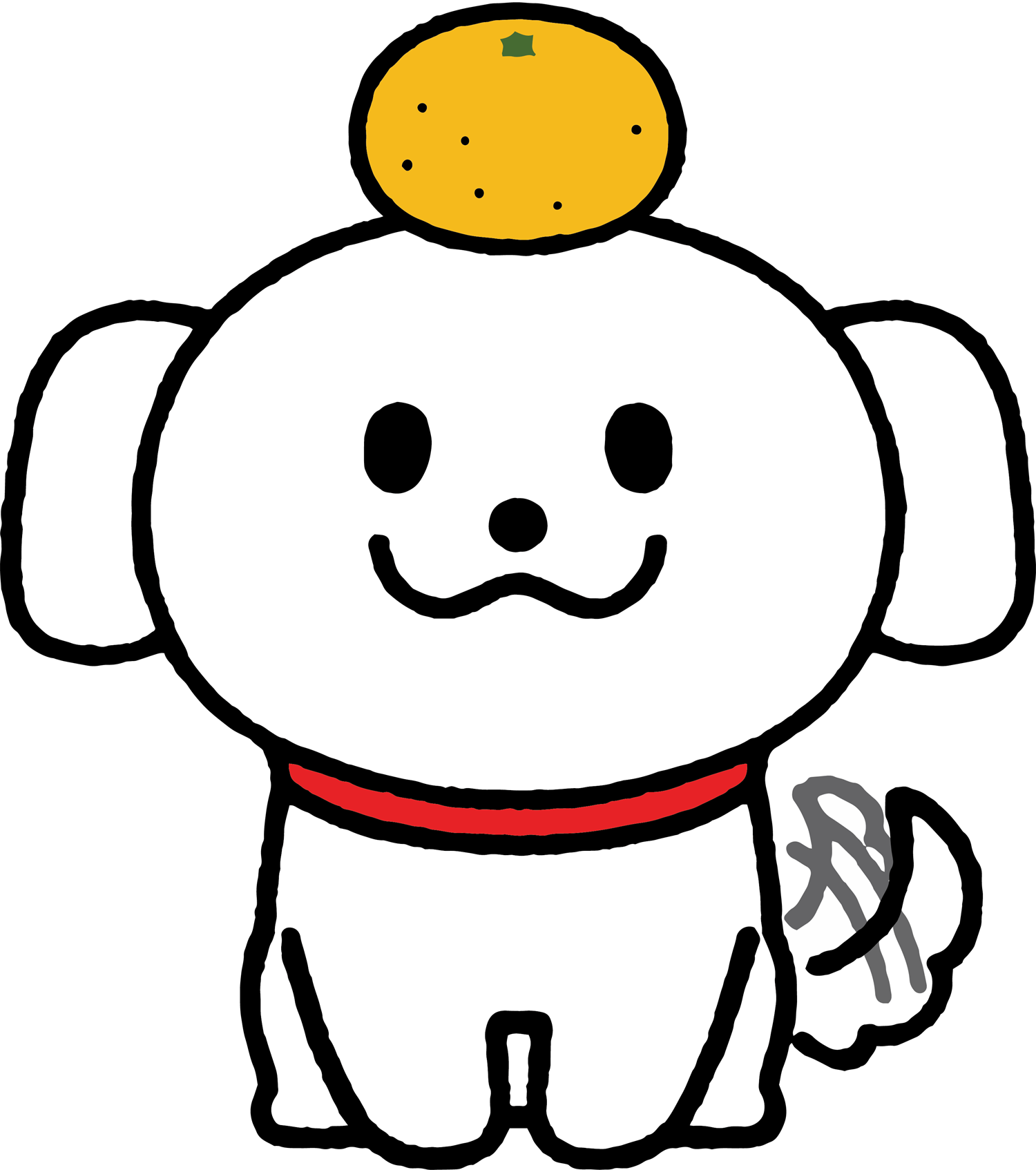 犬鏡餅としっぽ振る犬のイラスト 戌年年賀状に 可愛い無料イラスト素材集