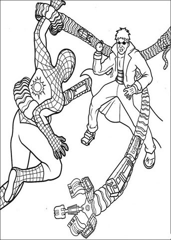 spiderman and doctor octopus coloring page  free printable