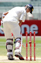 Rahul Dravid is bowled by James Pattinson Rahul Dravid is bowled by James Pattinson