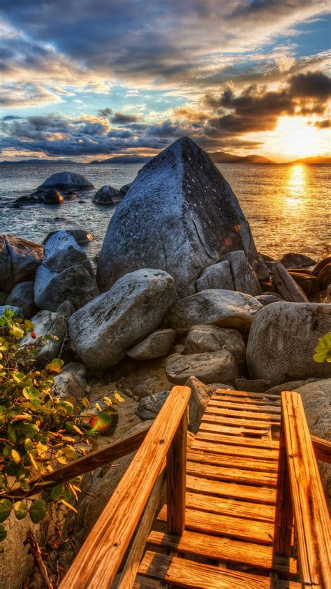 wallpaper sea  hd wallpaper sun sunset stones