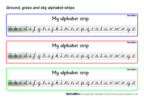 Ground, Grass and Sky Alphabet Strips – Cursive (SB749) - SparkleBox