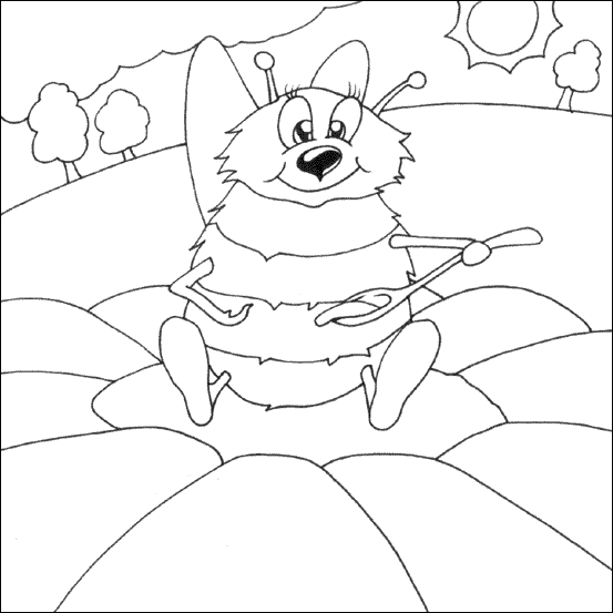 Printable Coloring Pages Of Flowers. Busy Bee Colouring Page