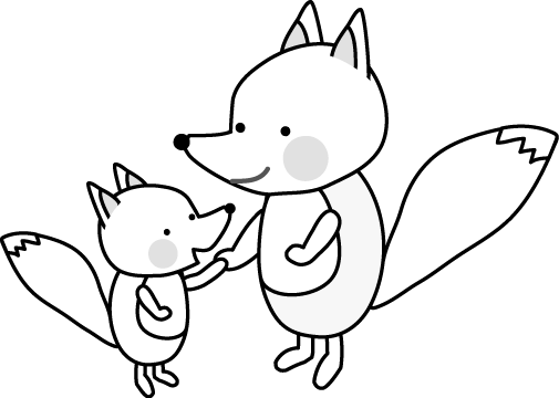 キツネの親子のイラスト 無料イラスト フリー素材