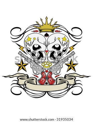 skulls and guns. stock photo : guns and skulls