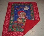 Christmas Teddy Bear Hand Quilted Baby Quilt - 20 percent off