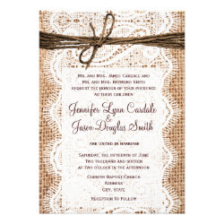 Rustic Country Burlap Lace Twine Wedding Invites