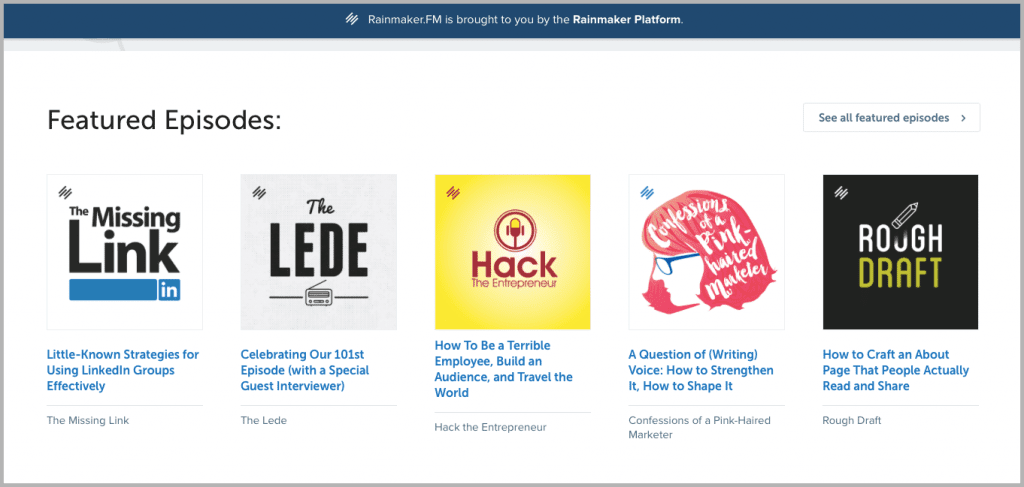Rainmaker FM podcast image, example for how to build an audience