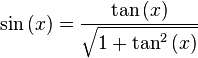  \sin{\left( x \right)} = \frac{\tan{\left( x \right)}}{ \sqrt{1 + \tan^2{ \left( x \right)}} }