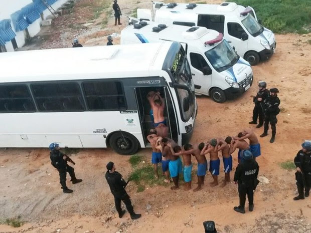 Presos de Alcaçuz foram transferidos para o presídio Rogério Coutinho Madruga (Foto: Sejuc/Divulgação)
