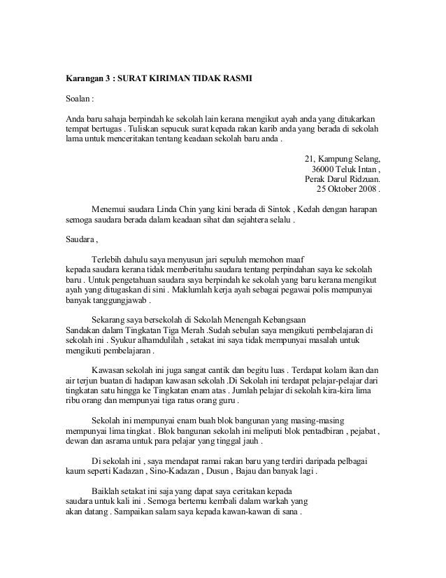 Contoh Karangan Surat Kiriman Rasmi Pt3  slesyc