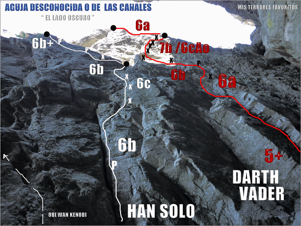 RESEÑA EL LADO OSCURO - AGUJA DE LAS CANALES - VIAS hAN SOLO ED 6c Y DARTH VADER EDsup 7b / 6cA0