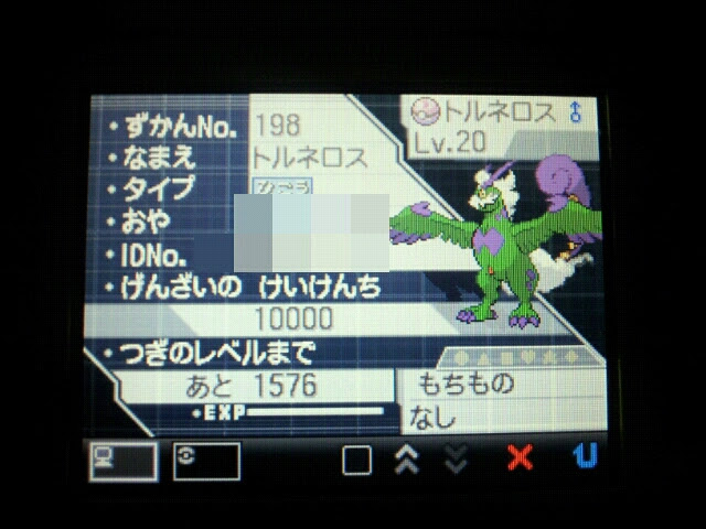 ポケットモンスターブラック2 ａｒサーチャー レベル２０トルネロス捕獲だお ゾメスケ おてんばびっくり 日記