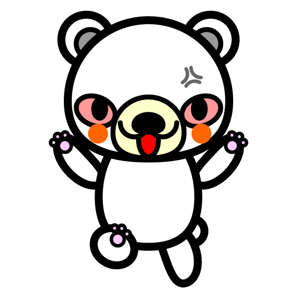 かわいい怒っている怒り顔の白くまの無料イラスト 商用フリー オイデ43