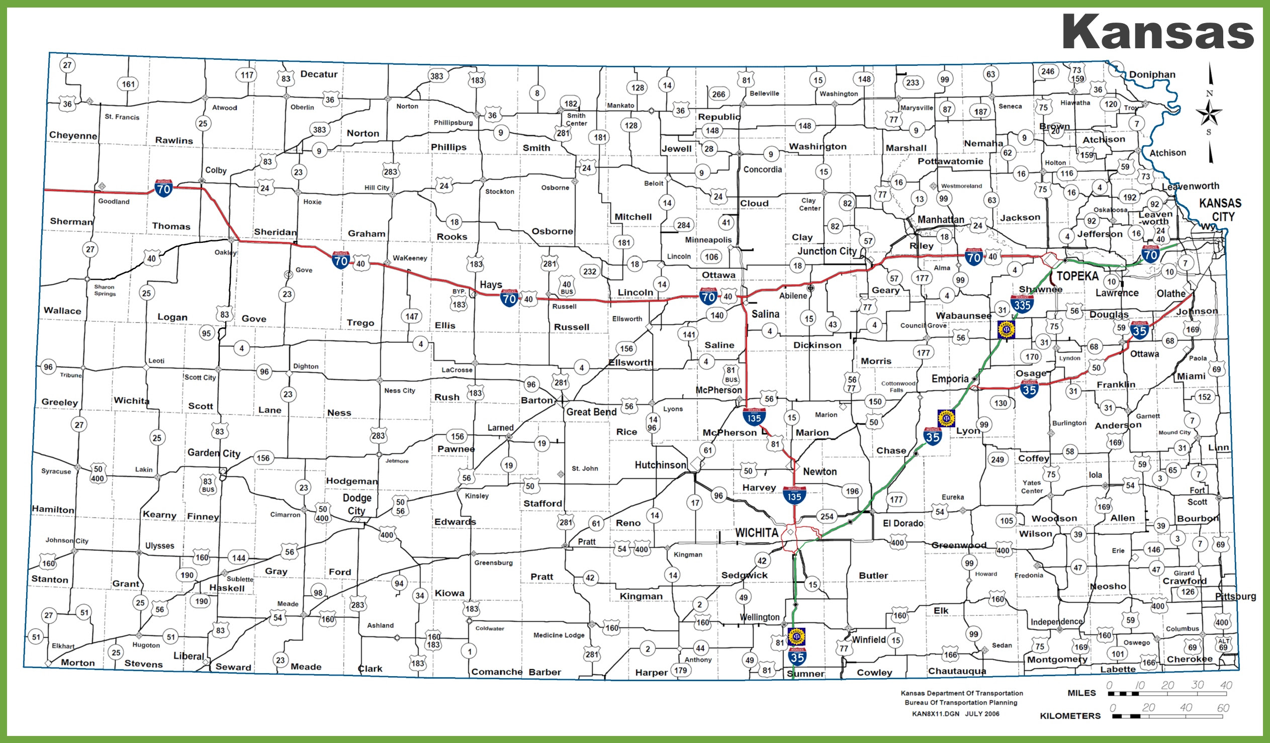 Kansas road map\ufeff