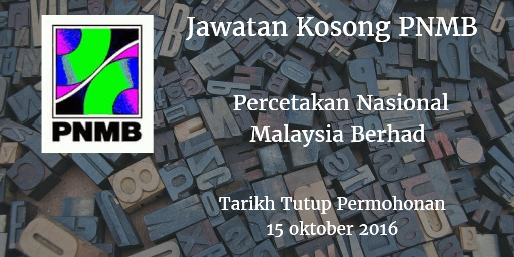 Jawatan Kosong PNMB 15 Oktober 2016