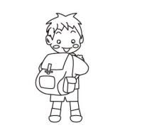 リュックを背負う男の子 塗り絵バージョン 無料こどもイラスト図鑑