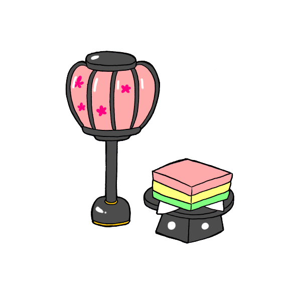 ランプとひしもちのイラスト かわいいフリー素材が無料のイラストレイン