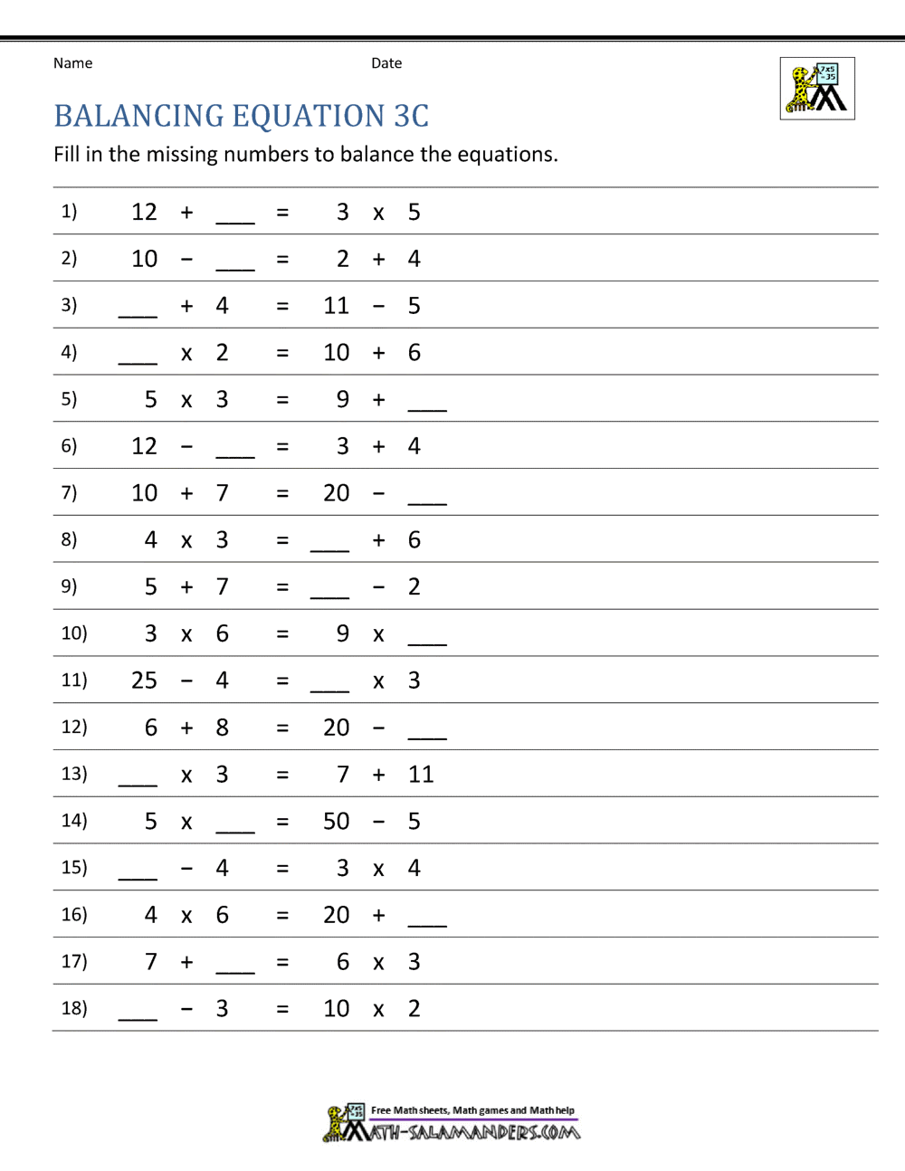 Balancing Math Equations