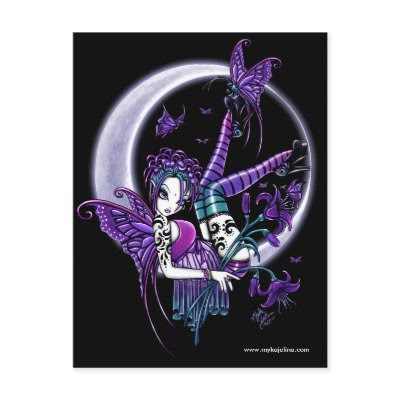 Paige Tattoo Moon Flower Fairy Postcard by mykajelina