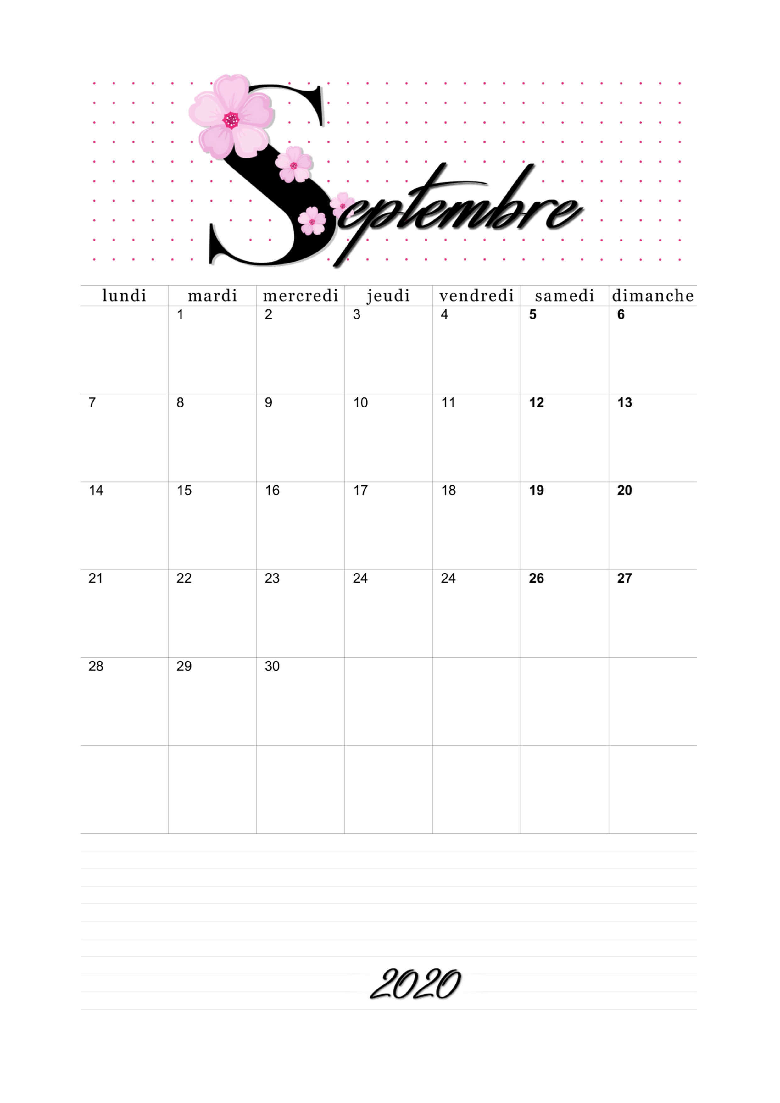 Calendrier Septembre A Imprimer Pdf Au Format Calendrier Mensuel Vierge Gratuit En Mode Portrait Et Paysage Calendrier Recettesbox