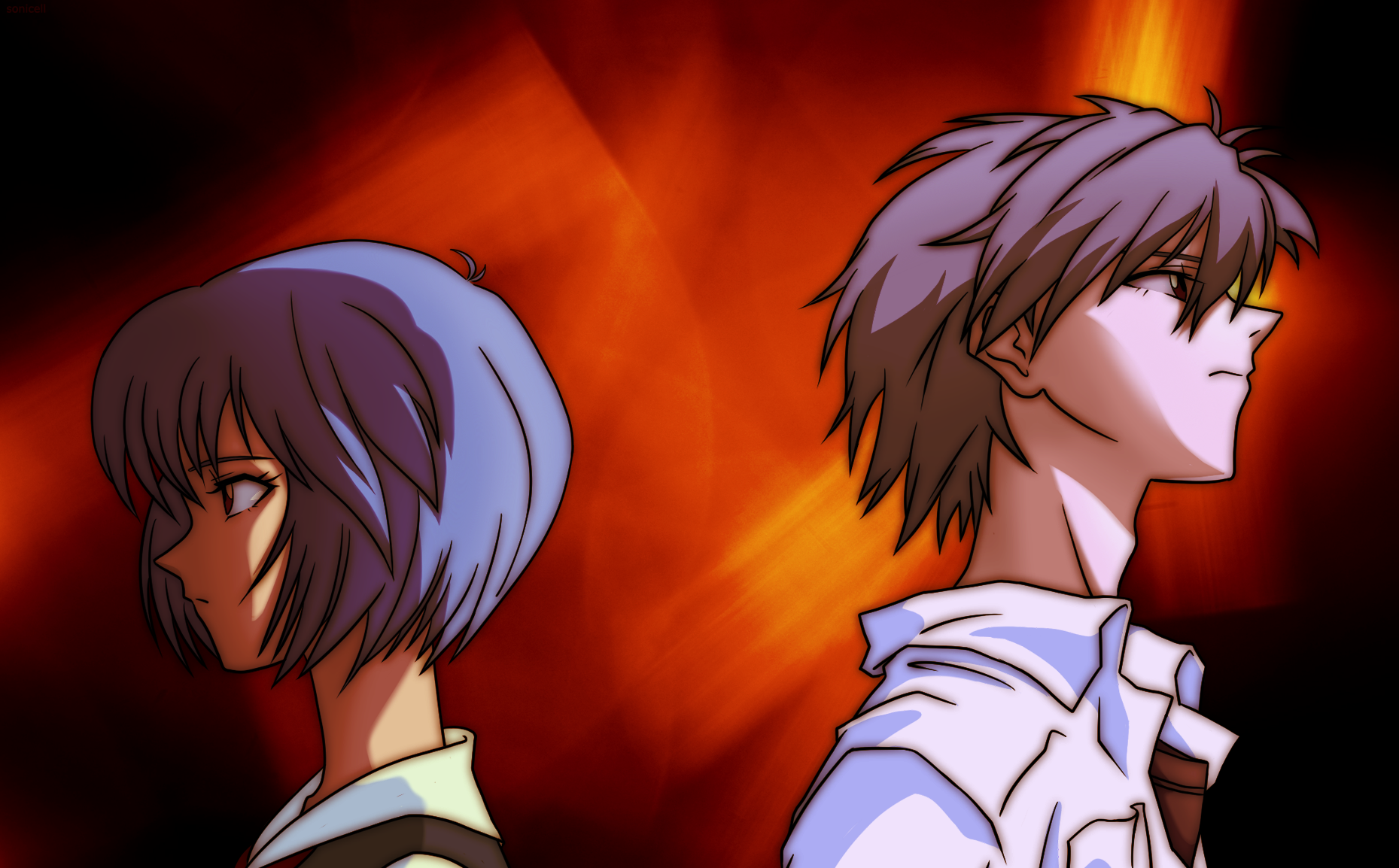 エヴァンゲリオン 綾波レイ 渚カヲル 壁紙 トレス Sonicell