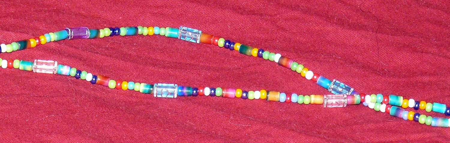 20" Multicolored Heart Accent Beaded ID Lanyard - FREE SHIPPING