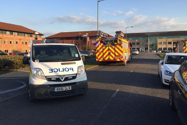 Emergency services at Westminster House, Tessdale, Thornaby for suspected bomb scare