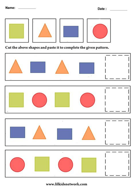  kindergarten patterns worksheet kindergarten