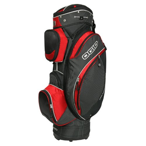 Reviews Ogio Kingpin Men's Cart Bag - Pinstripe/Red