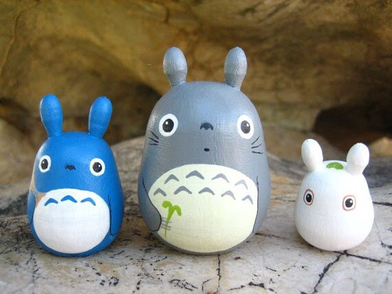 Set of 3 TOTORO DOLL Studio Ghibli mini figure model by cuteart