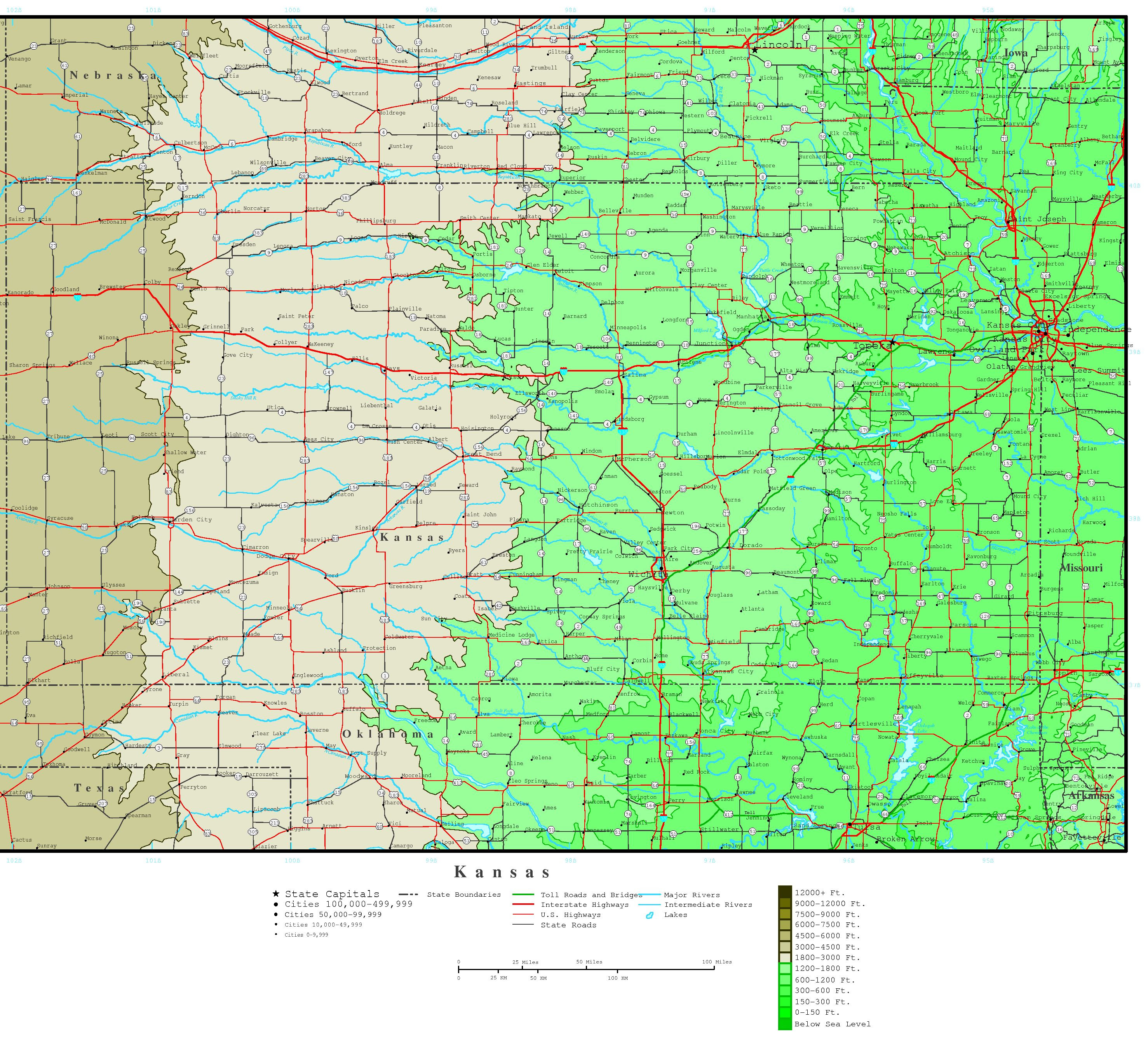 Kansas Elevation Map