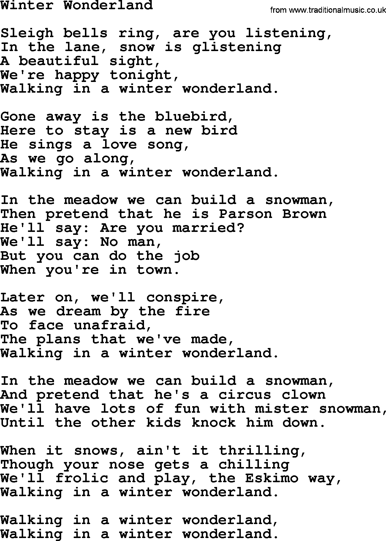 Download Willie Nelson song: Winter Wonderland, lyrics