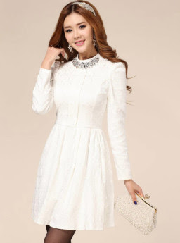 Dress Prom Night Putih Lengan Panjang Jual Model Terbaru Murah
