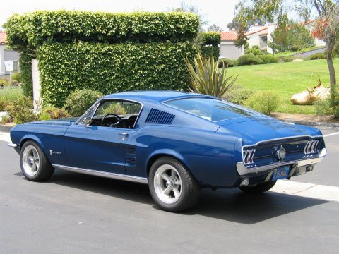 1967 Ford Mustang T5 Fastback Rear. The T5 cars were given a factory shock 